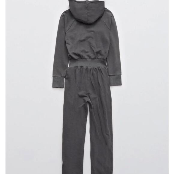 Aerie Weekend Jumpsuit Long Sleeve With Hood Gray Large - Picture 4 of 7